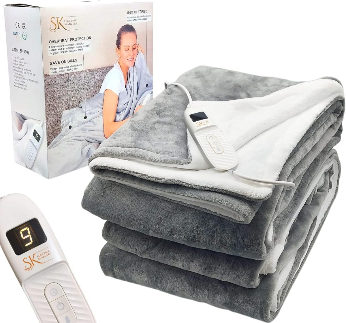 electric blanket grey size double