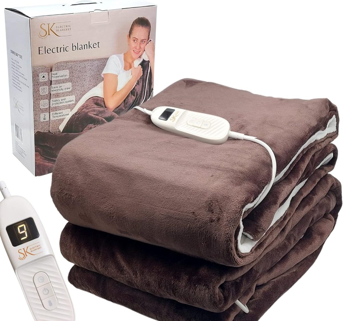electric blanket brown size double 130x180cm